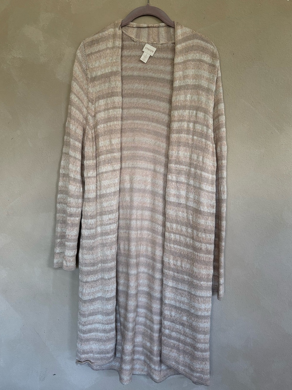 Chico’s Kennedy long open front cardigan sweater